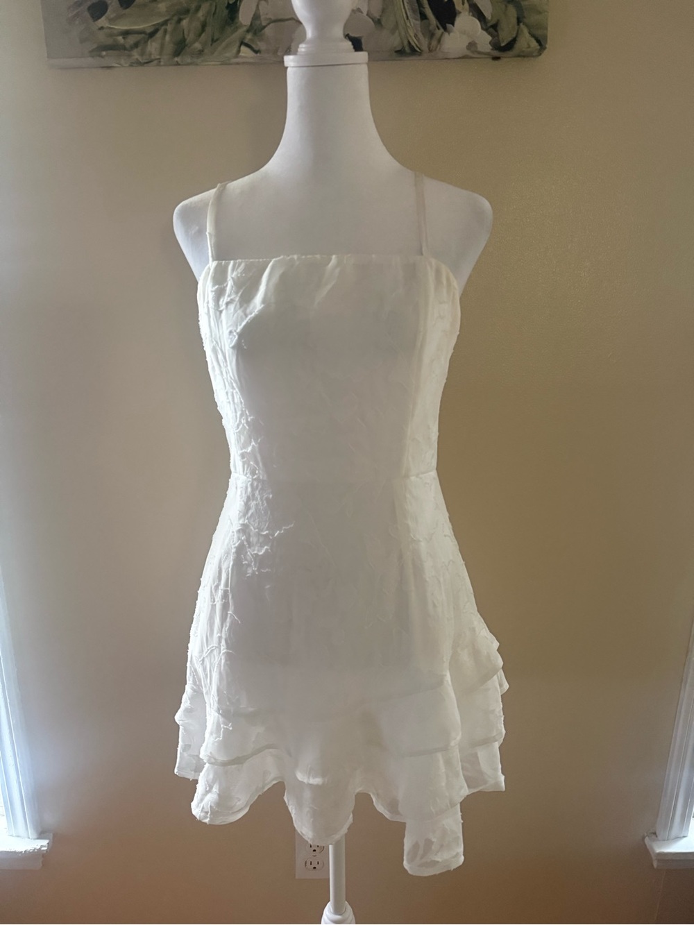 Lulus White Embroidered Ruffle Mini Dress | Small